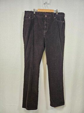 Gloria Vanderbilt Amanda Chocolate Brown Corduroy Jeans Sz 16